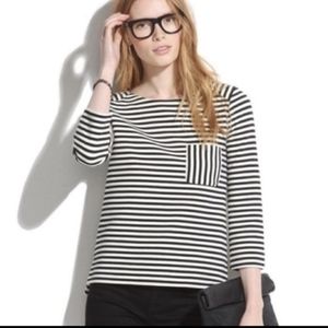 Madewell Striped Black & White Blouse 3/4 sleeve XS